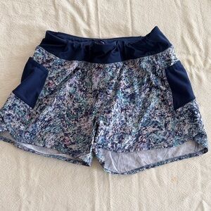 Athleta Navy and Multi-Color Printed Athletic Shorts
